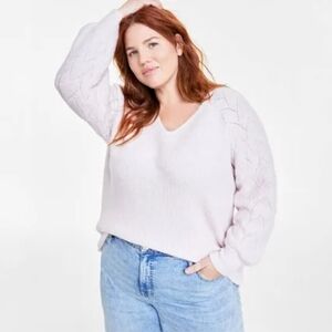 Macys On 34th womens plus size 2X - 18/20 pull over V neck sweater Pink